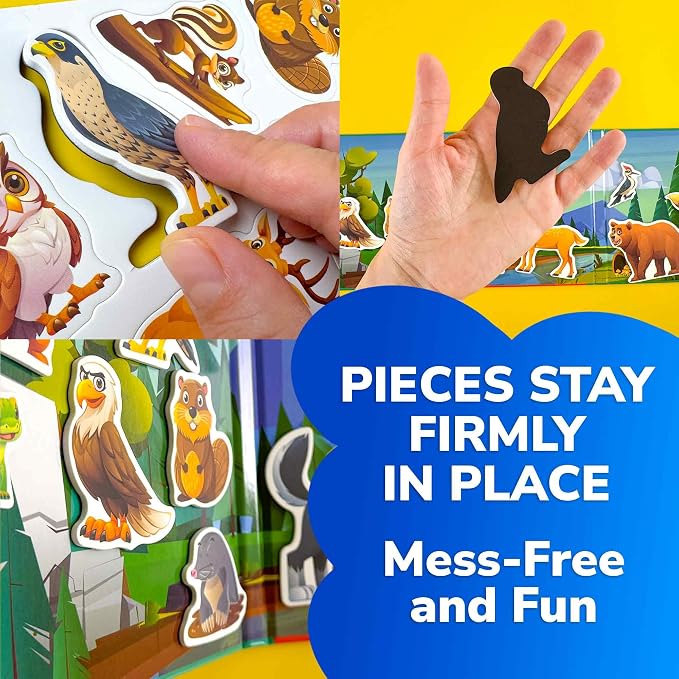 Travel Magnetic Puzzles for Toddlers 1-3 - 20+Pcs Toddler Puzzles Ages 2-4 | Forest Magnet Puzzles with Extra-Long Play Book - Strong Magnets for Car Activities - Travel Toys for Kids Ages 3-5