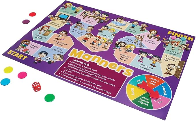Junior Learning Social Skills Board Games, 4 Games, Ages 5-8, Empathy & Manners, Grade 1-2