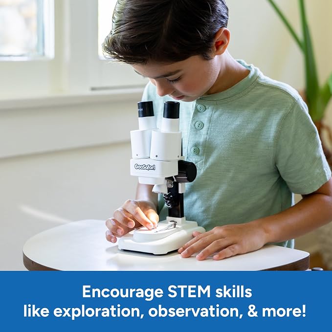 Educational Insights GeoSafari Stereoscope - Beginner Stereo Microscope for Kids 8-12, Electronic Stereoscope Viewer with Specimens, Kids Microscope Kit for Scientific Discovery, Student Microscopes