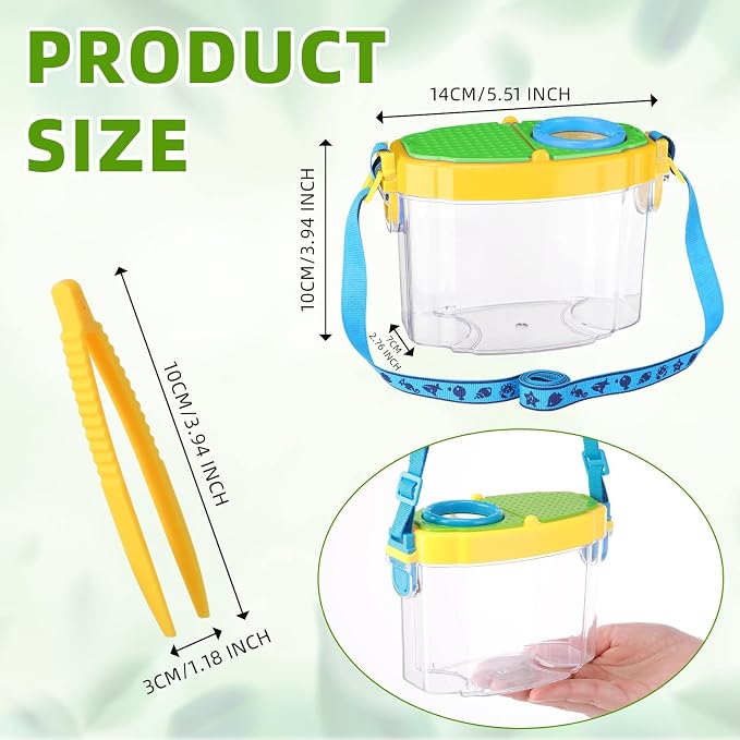 Halloscume 8 Pack Insect Bug Viewer Kit for Kids with Tweezers Explorer Outdoor Set Bug Catcher Containers for Insects Magnifying Insect Box Observation Kit for Science Nature(Bright Colors)