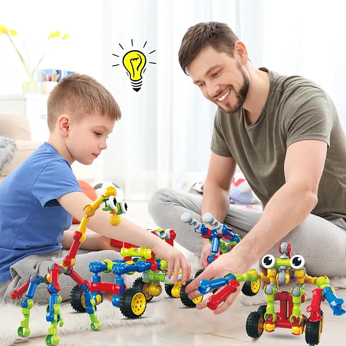 Huaker STEM Building Toys for 3 4 5 6 7 8 Year Old Boys Girls Birthday Gift | 109 Pcs STEM Activity Kit & Toy for Kids Ages 3-8 with Portable Storage Box, Perfect for Preschool, Homeschool, and Classroom