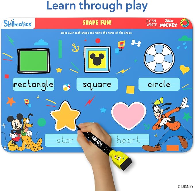 Skillmatics I Can Write – Mickey Mouse, Preschool Learning Activity Book | Disney Junior, Reusable Write and Wipe Mats, Educational Game, Montessori Gift for Toddlers & Preschoolers, Ages 3, 4, 5, 6