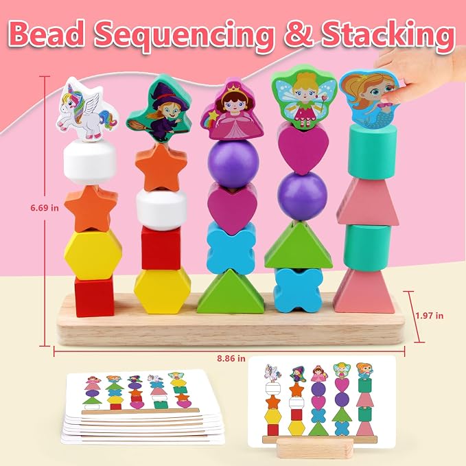 Vinlon Montessori Toys for Toddlers 2 3 4 Years Old -Princess Unicorn Fairy Mermaid Shapes Sorting Stacking Vivid Colors, Early Learning Educational Toys Easter Basket Stuffers Valentine's Day Gift