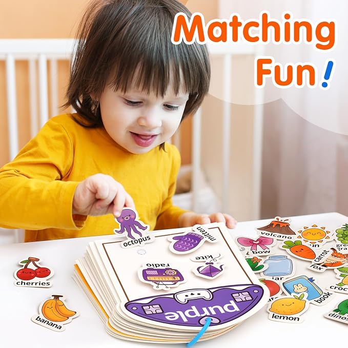 Montessori Busy Book Color Sorting Toys for Toddlers 2-4 Years | Educational Preschool Learning Activities for Kids, Sensory Fine Motor Matching Games for 3 Year Old Boys Girls Gifts