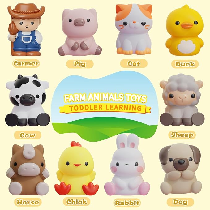20 PCS Farm Animal Barn Playset & Finger Puppets,Farm Toys for Toddlers 1-3 | Learning Toy for Toddlers 1-3,Montessori Counting Matching & Color Sorting Toy Set,Easter Christmas Birthday Gift for Baby