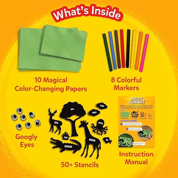Skillmatics Magical Sun Art – Animals, STEM Paper Craft Kit, Gift for Kids | Decorative Paper, Animal Stencils & Markers, Create with Sunlight, Mess-Free, Gifts for Ages 4, 5, 6, 7, 8, 9, 10, 11, 12