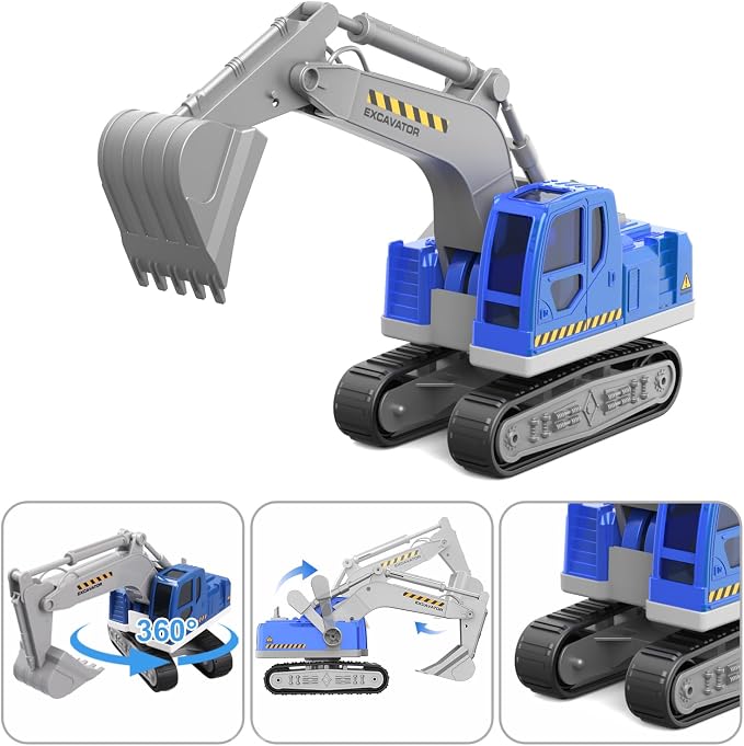 DOWELLIN Transports Trucks Kids Toys, 22" Large Semi Truck Toy Carrier and Excavator Truck with Sound&Light,Friction Powered Cars Toys Vehicle Birthday for Boys Girls 3 4 5 6 7 8+