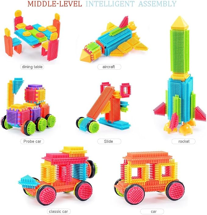 Teytoy 100 Pcs Bristle Shape Building Blocks Toy Set for toddlers Kids