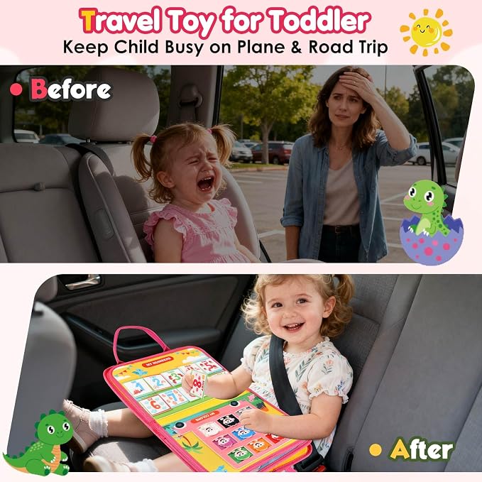 GOLIYEAN Toddler Busy Board Montessori Toys for Toddler Boy Girl Birthday Gifts, Educational Learning Sensory Busy Book for Toddlers, Quiet Activity Books for Toddlers, Travel Toys for Airplane Car