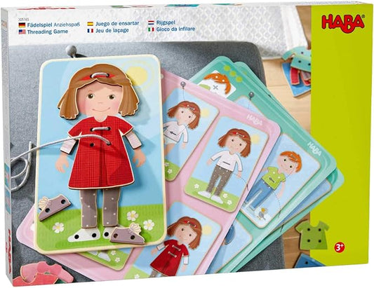 HABA Dress Me Lacing Cards Game - Montessori Fine Motor Skills Toy for Preschool Learning Activities and Kindergarten Toys with 36 Wooden Pieces