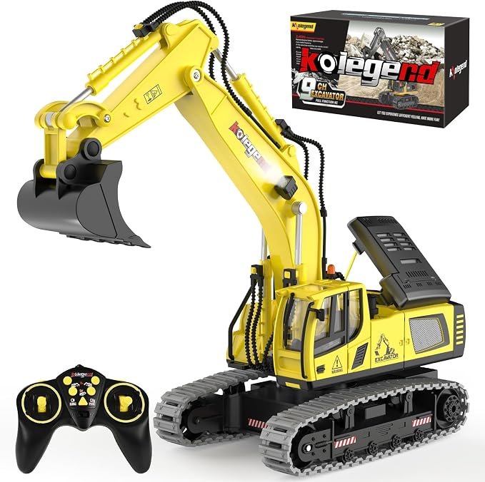 Remote Control Excavator Toy 16 Inch, 11 Channel RC Construction Vehicles Hydraulic Haulers Digger Toys Gift for 6+ Years Old Kids Boys