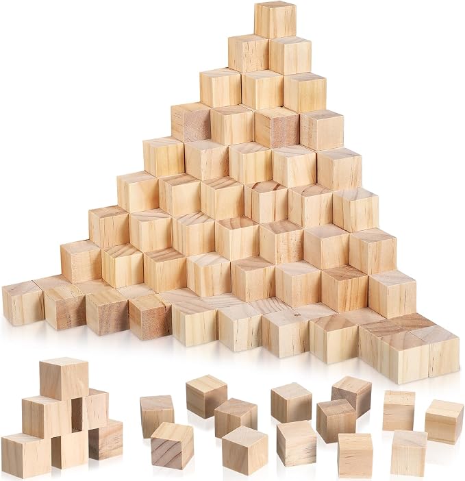 Barydat 200 Pcs 1 Inch Wooden Cubes, Unfinished Wooden Blocks for Crafting Natural Craft Wood Square Blank Cube for DIY Project Baby Showers