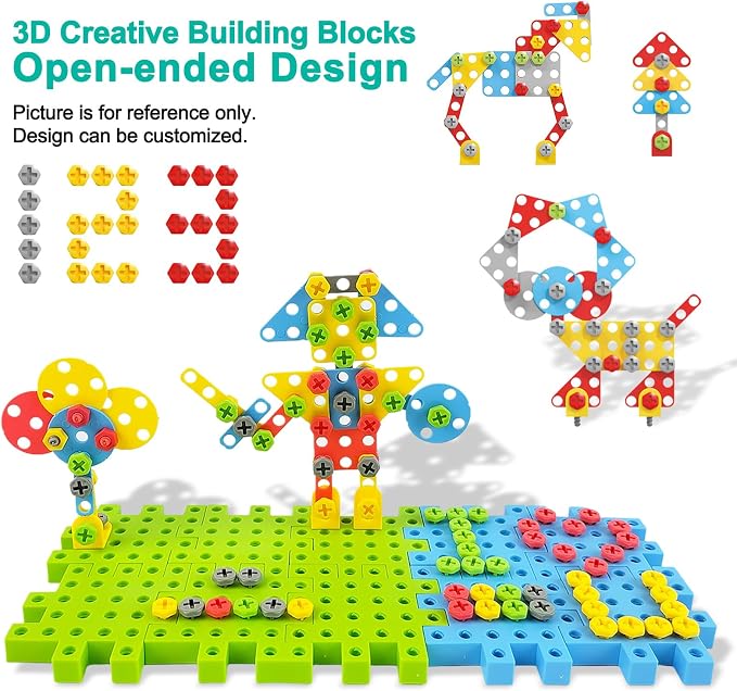 STEM Education Building Toys, 248 PCS Electric Gear Building Blocks Toys Set with Drill, Toddler Screw Toy, Kids Tool Set Construction Toy for Boys Girls Gifts Age 3-8
