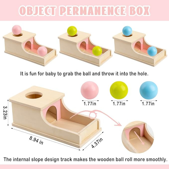 Montessori Toys for 1 Year Old, Wooden Object Permanence Box for Babies | 9 Month Old Baby Toys, Preschool Infant Toys 6-12 Months Developmental, Cause and Effect Ball Drop Toy