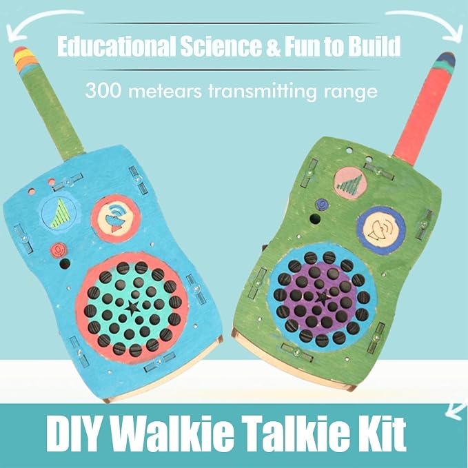 STEM Toys for Age 6-8-13 Crafts Kits Building Your Own Walkie Talkies for Kids Stuffers Birthday Gifts for 6 7 8 9 10 11 12 14+ Years Old Boys Girls Teens Engineering DIY Electronics Circuit Projects