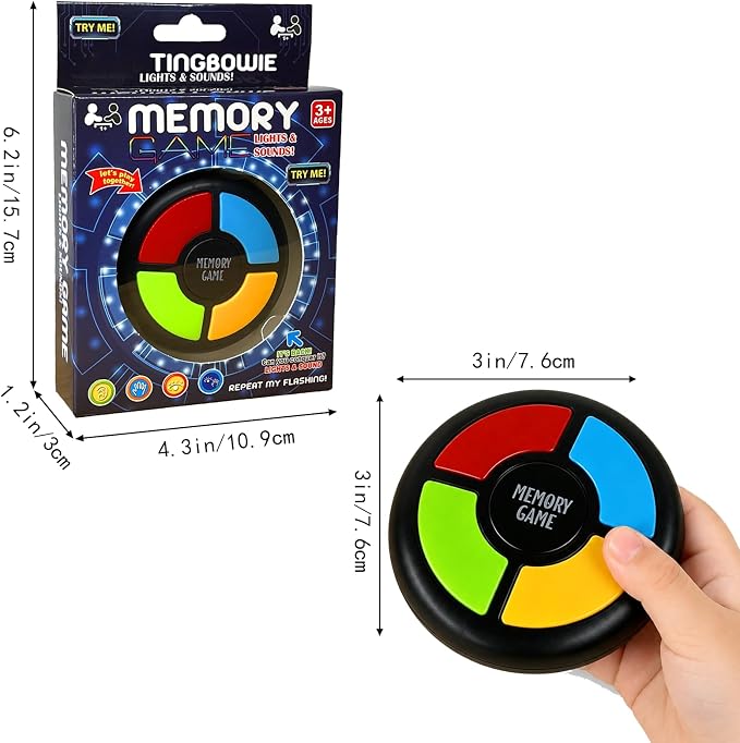 tingbowie Memory Game Handheld Electronic Toy, Color Memorizing with Lights and Sounds