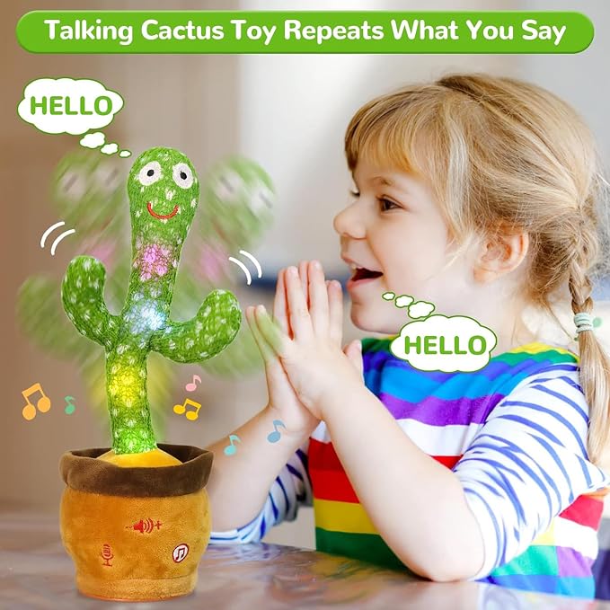 Emoin Talking Cactus Toy, Dancing Cactus Baby Toy | Mimicking Recording Repeating What You Say, Educational Interactive Baby Boys Girls Toys, Volume Adjustment