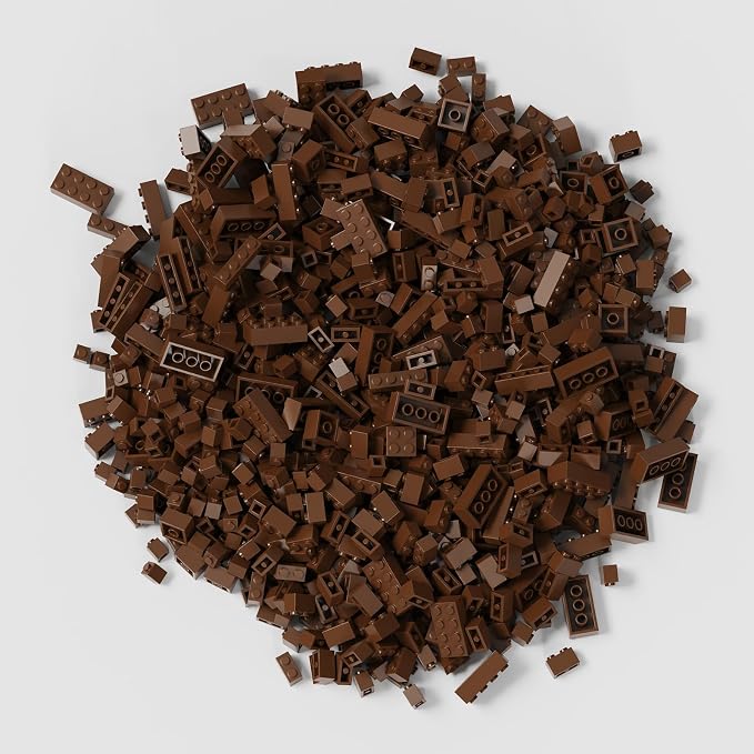 300 Pcs Classic Building Bricks, Brown Bulk Bricks,Compatible with Major Brands Parts and Pieces, Creative Building Block Toys for Boys Girls Ages 6 7 8 9 10 Year Old