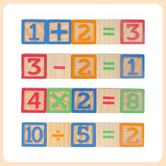ABC Wooden Building Blocks for Toddlers 3 Large, 40 PCS Alphabet & Number Stacking Blocks with Storage Tray, Montessori Educational Learning Toys for Boys Girls Kids Gifts 1.65"