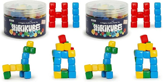 StickiKubes 250-Pack, 4 Colors, Mini Sticky Stacking Cubes, STEM Blocks