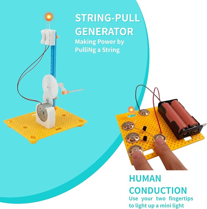 STEM Electric Circuit Kits - 8 Experiments in 7 Sets Science Circuit Kit Electricity for Students, Circuits Engineering Projects All in Electrical Educational Science Projects for Beginners
