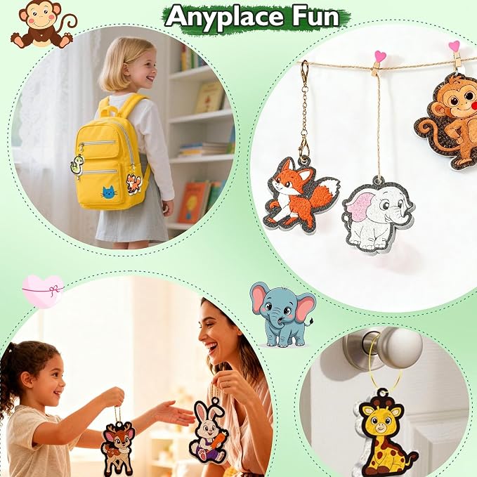 Magic Puffs 3D Art Craft, Jungle & Forest Animals Crafts for Kids, DIY Foam Texture Painting & Inflate Activity – Easy, Fun, Mess-Free, Christmas Birthday Gift for Girls & Boys Age 4 5 6 7 8 9 10