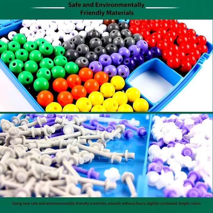 EXBEPE 406 Pcs Chemistry Molecular Model Kit,Organic & Inorganic Molecule Building Set,STEM Educational Science Supplies for Middle High School College Students,Student Learning Gift
