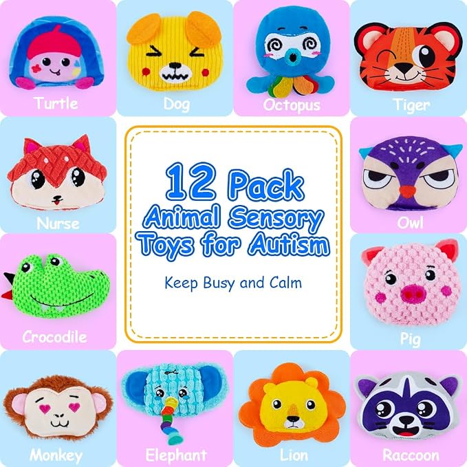 Sensory Bean Bag for Kids 12 Pack,Texture Beanbags Sensory Toys for Autism | Cute Animal Beanbags,Sensory Toys for Toddlers Kids Learning,Sensory Play Fine Motor Anxiety Relief