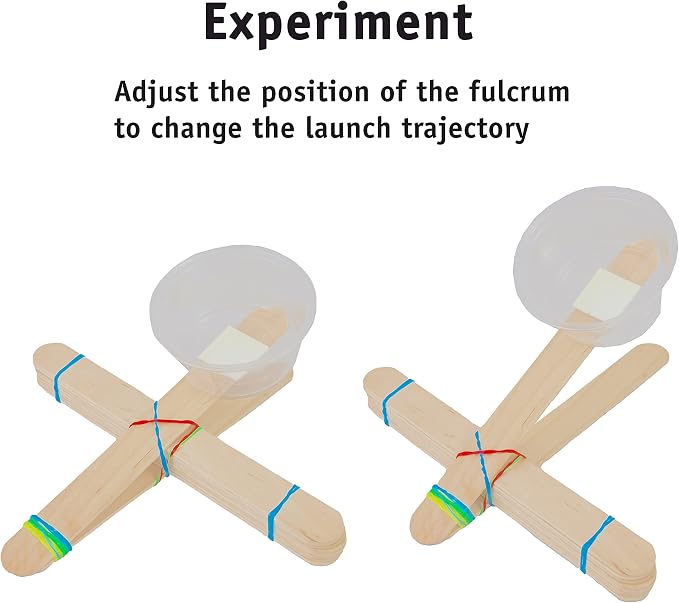Catapult Kit for Kids, 5-Pack - Mini Catapults STEM Craft, Ages 8+ | Builds 5 mini catapults, launch foam blocks and test distance, a classic hands-on physics project