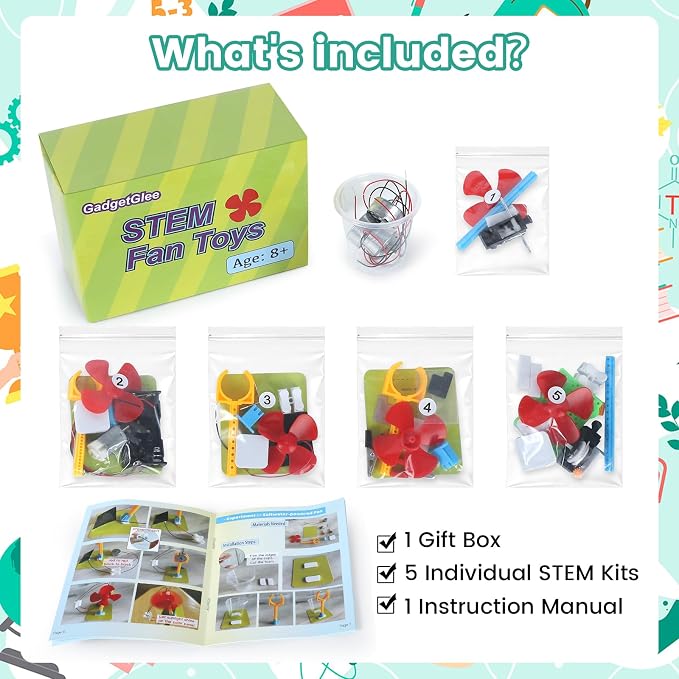 5 STEM Science Kits for Kids Teens, Electric Circuit Fan Experiments | Fans Building Kit Age 8-12 12-14, Engineering Activities Circuits Science Fair Projects STEM Toys 1st 2nd 3rd 4th Grade