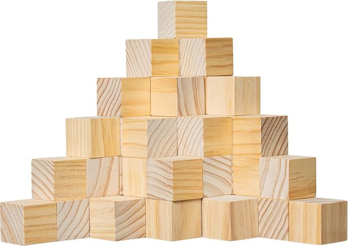 Ninekong 50 Pack Unfinished Wood Blocks 1.5 Inch - Solid Pine Wooden Cubes for Crafts, Sanded Smooth Natural Wood Squares for Painting, DIY Projects, Puzzle Making & Home Decor | Solid Pine, Sanded Smooth Natural Wood Squares, For Crafts, Painting, DIY...
