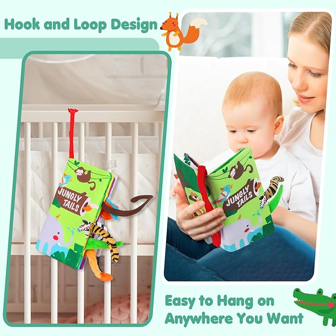 beiens Baby Books Toys, Tummy Time Touch and Feel Sensory Toys for Infant | Crinkle Cloth Book Toy for Baby 0-3-6-12-18 Months, Early Development Stroller Soft Toy, Newborn Shower Gift for Boy Girl