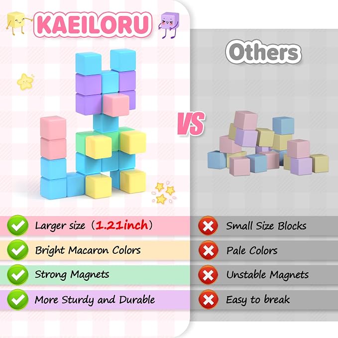 KAEILORU 45pcs Magnetic Blocks for Kids Ages 3-5 Magnetic Building Blocks