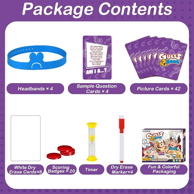 Headbands Game for Kids – Guessing Board Game to Boost Vocabulary | Critical Thinking, and Social Skills – Quick Question Family Game Night for 2–4 Players – Travel-Friendly Fun (Mixed Theme)