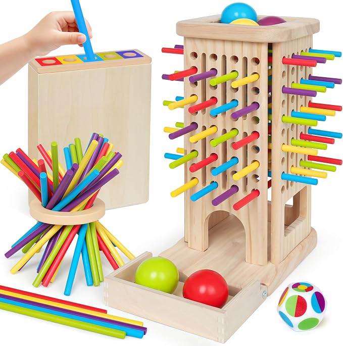 ROOCHKD Wooden Sorting Toy Montessori Color & Shape Sorter Class Activity | Fine Motor Game, Colors and Shapes Recognition, Gifts for Boys and Girls