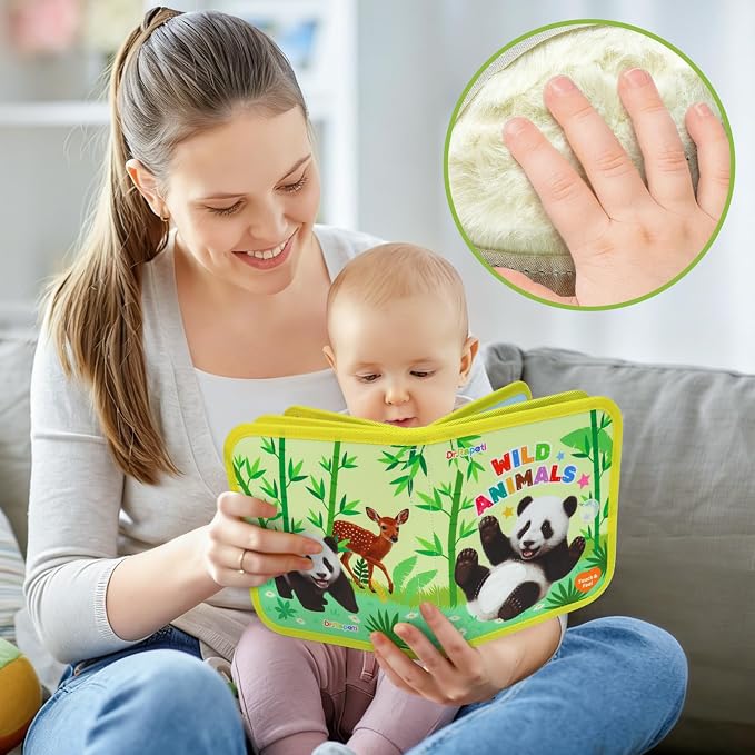 Dr.Rapeti Touch and Feel Book, Tactile Book, Busy Book, Texture Toy | Non-toxic, Soft Baby Book, Cloth Book, Tactile Book, Interactive Fabric Touch Book, Quiet Book for Home/Preschool/Travel