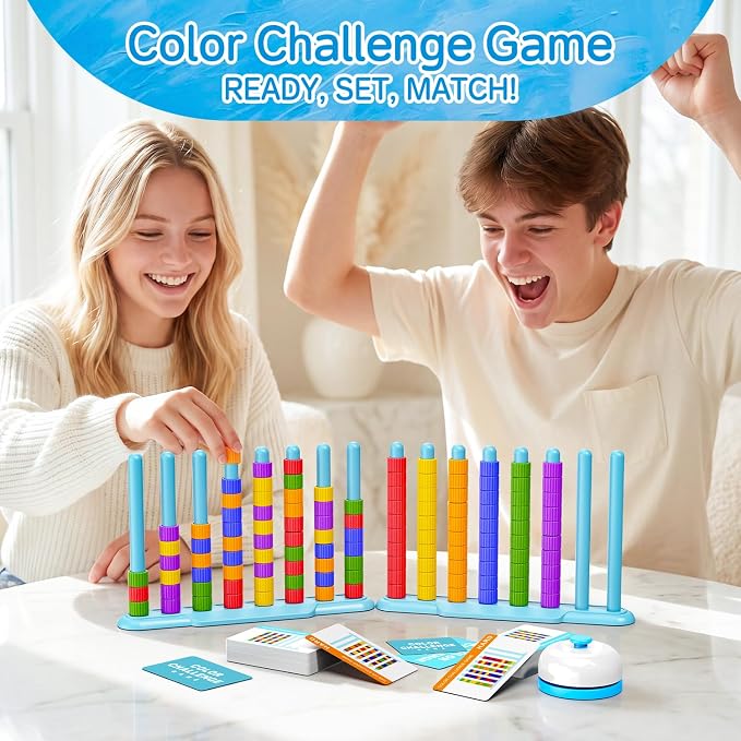LLESSOO 2 Pack Color Challenge Game, 2 Players Color Matching Puzzle Game, Fun Board Game for Kids 6-8-12, Adults, Party & Family Game Night, Birthday Christmas Party Gifts for Boys & Girls