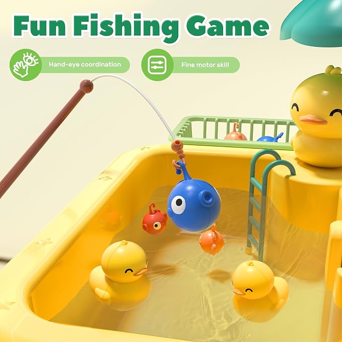 CUTE STONE Play Sink with Running Water, Kitchen Sink Toys for Pretend Play | Play Food, Kitchen Utensils, Pool Floating Toy for Fishing Game, Children Electric Dishwasher Toy Gift for Kids Boys Girls