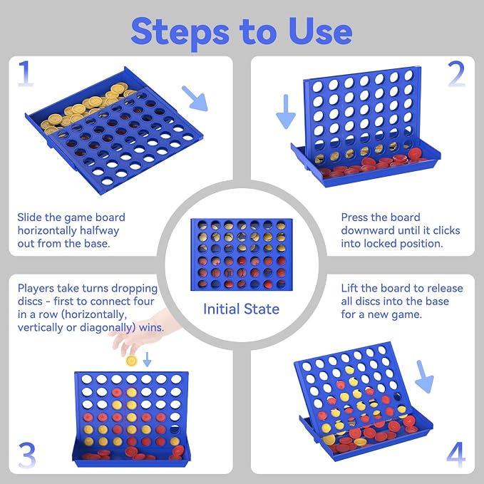 Pup Go 4 in a Row Connect Board Game for Kids 3+, Family Games for Children | Standard Size Connect Board Games for Adults, Party Game, 2 Player Strategy Game for Children, All-in-1 Storage 6 Spare Discs