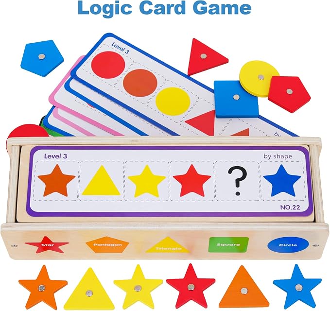 Montessori Magnetic Color Shape Sorting Matching Box, | Blue Wooden Educational Toy, Early Learning, Fine Motor Skills, For kids