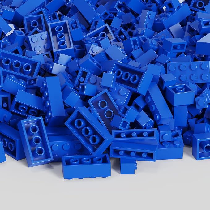 300 Pcs Classic Building Bricks, Blue Bulk Bricks,Compatible with and Major Brands Parts and Pieces, Creative Building Block Toys for Boys Girls Ages 6 7 8 9 10 Year Old