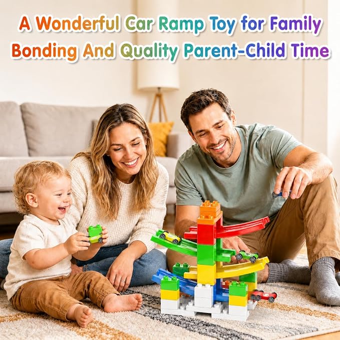 DIY Building Blocks Car Ramp Race Track Toy for Boys Ages 3+, STEM Gift | Build, Rebuild & Race! Creative Blocks with Multiple Models Inspire Open-Ended Play, Imagination and Hands-On STEM Learning