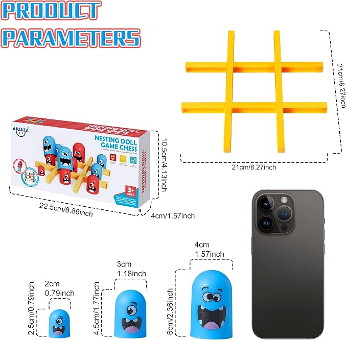 AIUAZA Tic Tac Toe Strategic Board Game for Kids and Family,Party Tabletop Games, Strategy Head to Head Games,Friendly Educational Board Game, Suitable Party 2 Players Toys (1PC)