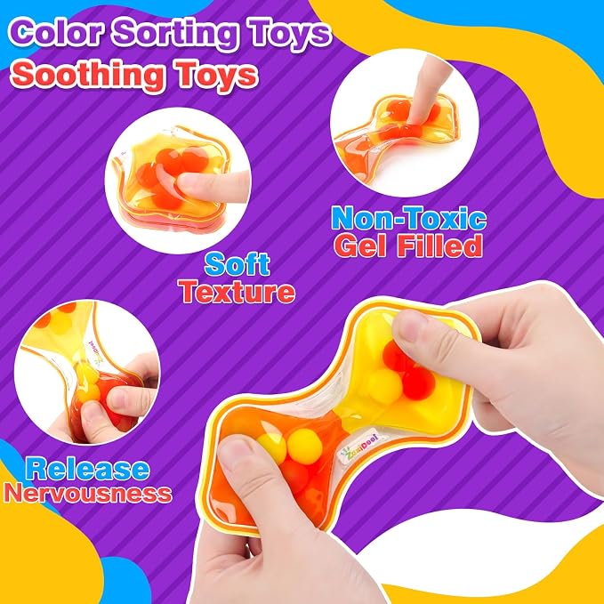 Sensory Fidget Toys for Kids Toddler: 8 Pack Color Sorting Squeeze Toys | Squeeze Calming Toys for Toddler Girls Boys Autism-Goodie Bags Stuffers for Kids