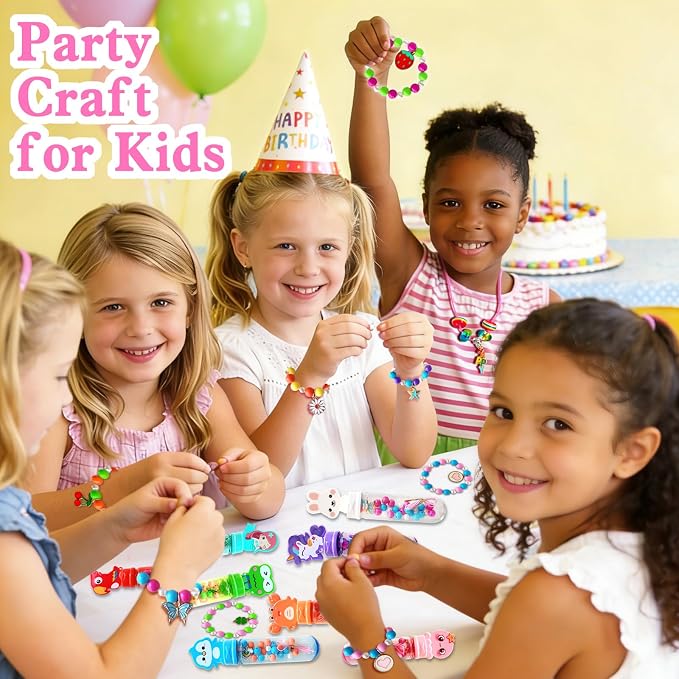 24 Pack Kids Bracelet Necklace Making Kit for Ages 4-8 | Individual Wrapped, Friendship Bracelet, Girls Party Favors, Goodie Bag Stuffers, Kids Art Craft Activities