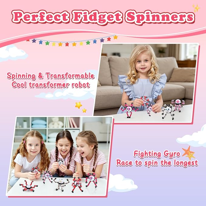 3 PCS Travel Toys Transformable Fidget Spinners Toys for Kids and Adults Sensory Toy for Boys Teens Stress Relief Autism ADHD Cool Road Trip Travel Essential Birthdays Gifts for Party Favors
