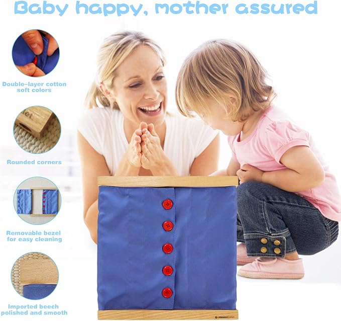 Buttoning Frame with Large Buttons | Practical Life Material for Toddlers & Preschoolers | Learn to Button Clothes, Develop Fine Motor Skills & Independence (Ages 3-6)