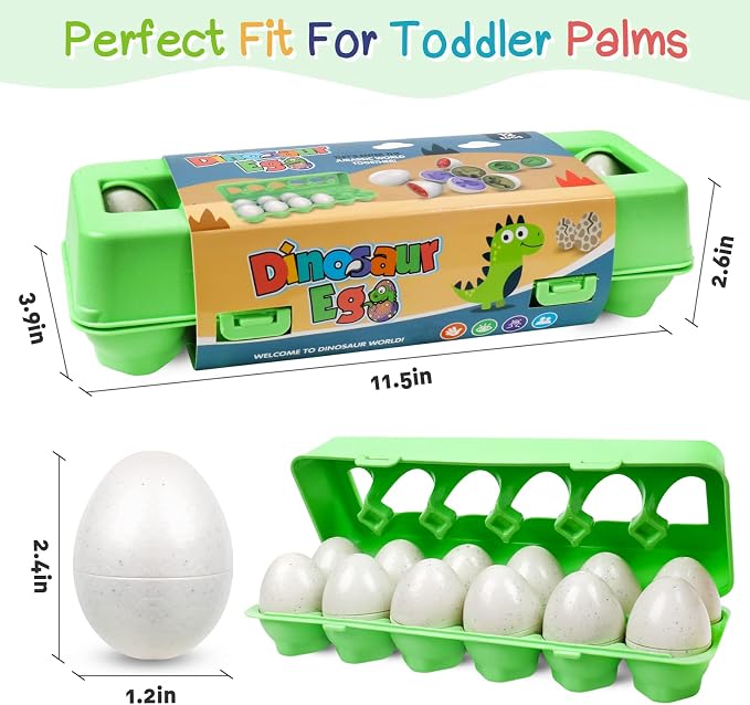 Dinosaurs Eggs,Egg Toys for Toddlers,Montessori Geometric Egg Puzzle Toy Early Educational Learning Color Sorting & Shape Matching Easter Basket Stuffers Gifts for Boys Girls