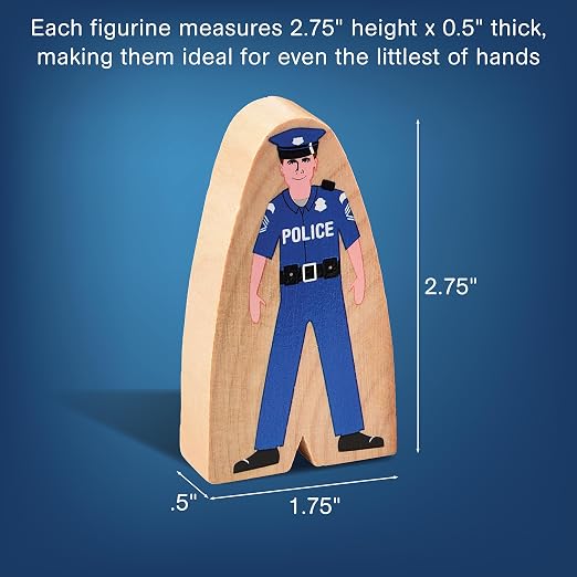 Constructive Playthings Wooden Community Helpers, Set of 25 | 25-Piece Wood Block Play Figurine Set, Freestanding Inclusive and Diverse Wood Toy Figures for Kids Ages 3+