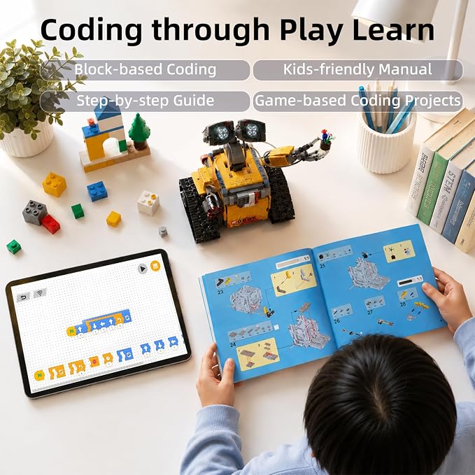5in1 STEM Robot Building Kit, Remote & App Control, 600+ Pieces, Creative Coding Toy Gift for Kids Boys Girls Age 6-13